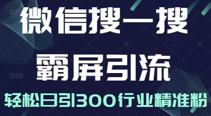 《微信搜一搜霸屏引流课》被动精准引流，轻松日引300行业精准粉-韬哥副业项目资源网