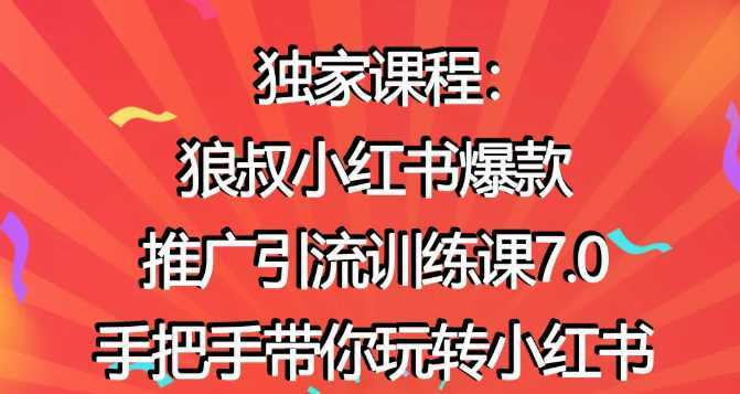 狼叔小红书爆款推广引流训练课7.0，手把手带你玩转小红书-韬哥副业项目资源网