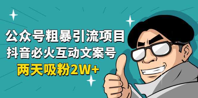 公众号粗暴引流项目：抖音必火互动文案号，两天吸粉2W+（可持续操作）-韬哥副业项目资源网