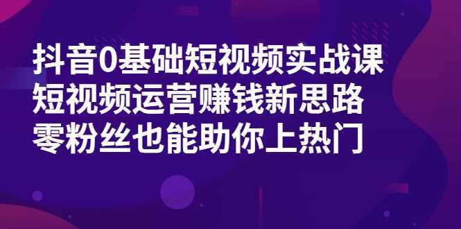 抖音0基础短视频实战课，短视频运营赚钱新思路，零粉丝也能助你上热门