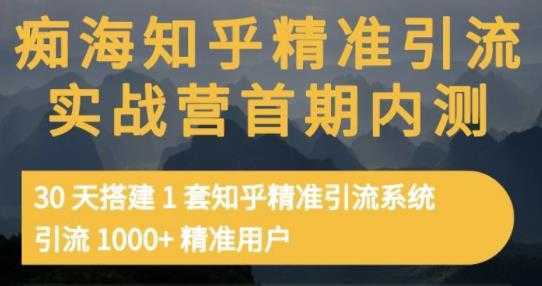 痴海知乎精准引流实战营1-2期，30天搭建1套知乎精准引流系统，引流1000+精准用户-韬哥副业项目资源网