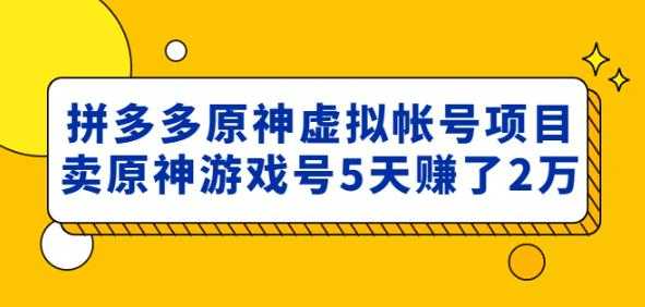 外面卖2980的拼多多原神虚拟帐号项目：卖原神游戏号5天赚了2万-韬哥副业项目资源网