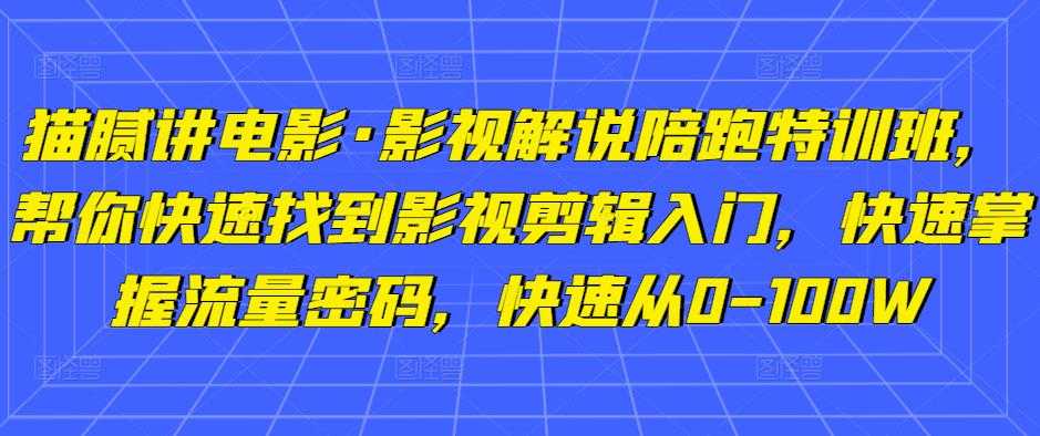 猫腻讲电影·影视解说陪跑特训班，帮你快速找到影视剪辑入门，快速掌握流量密码，快速从0-100W-韬哥副业项目资源网