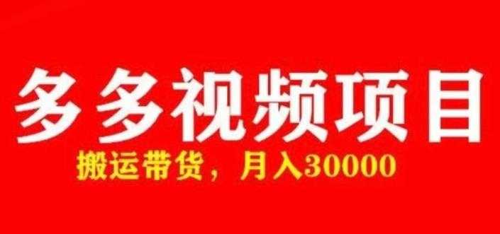 多多带货视频快速50爆款拿带货资格，搬运带货，月入30000【全套脚本+详细玩法】-韬哥副业项目资源网