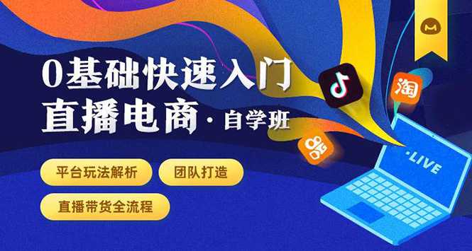 0基础快速入门直播电商课程：直播平台玩法解析-团队打造-带货全流程等环节