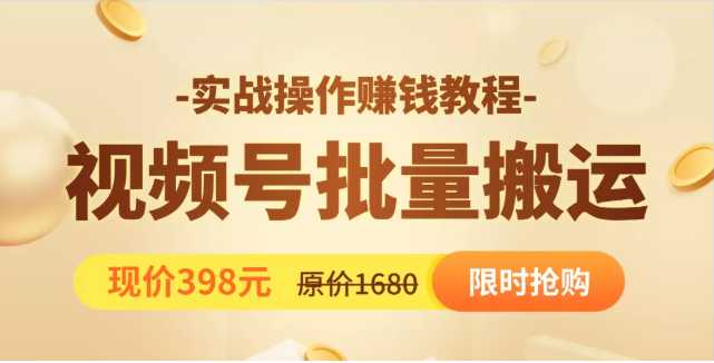 视频号批量运营实战教程，让你一天创作100个高质量视频，日引5W+流量-韬哥副业项目资源网