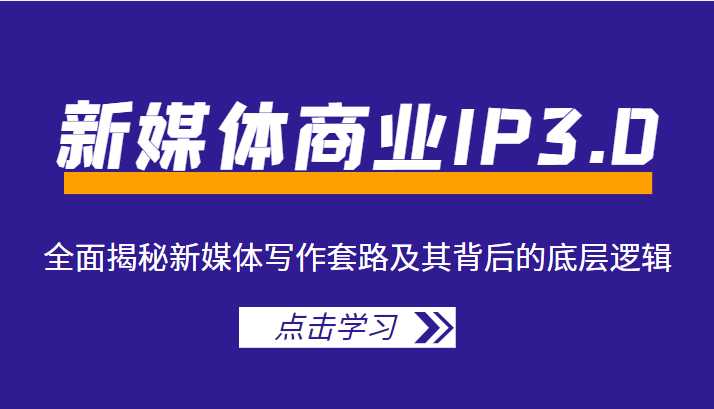 新媒体商业IP3.0，全面揭秘新媒体写作套路及其背后的底层逻辑（价值1299元）-韬哥副业项目资源网