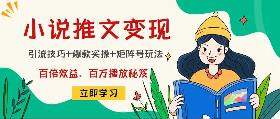 小说推文训练营：引流技巧+爆款实操+矩阵号玩法，百倍效益、百万播放秘笈-韬哥副业项目资源网