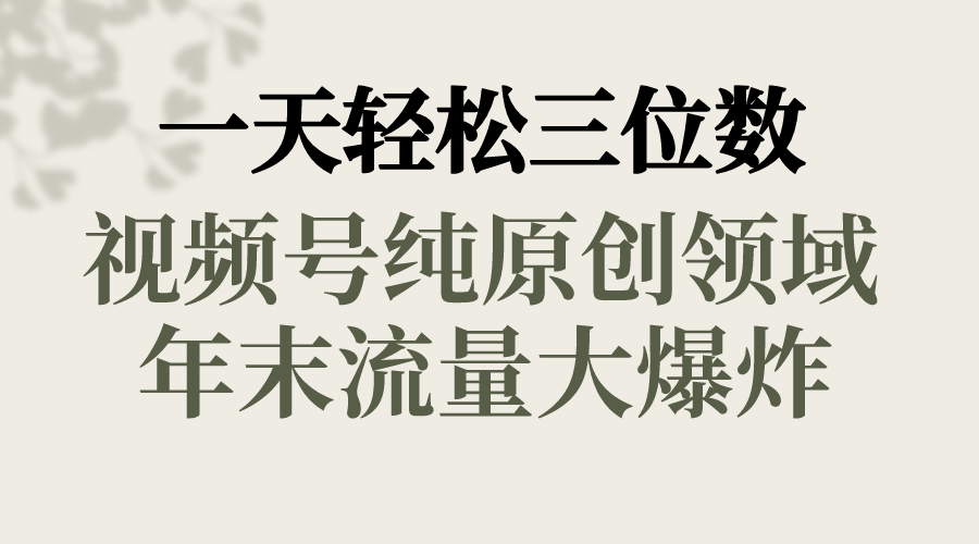 （8647期）一天轻松三位数，视频号纯原创领域，春节童子送祝福，年末流量大爆炸，-韬哥副业项目资源网