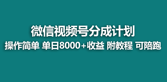 （8649期）【蓝海项目】视频号分成计划最新玩法，单天收益8000+，附玩法教程-韬哥副业项目资源网