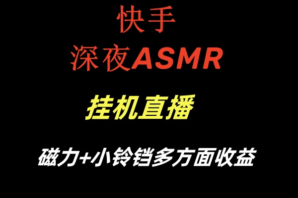（8758期）快手深夜ASMR挂机直播磁力+小铃铛多方面收益-韬哥副业项目资源网