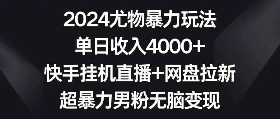 （9074期）2024尤物暴力玩法 单日收入4000+快手挂机直播+网盘拉新 超暴力男粉无脑变现-韬哥副业项目资源网