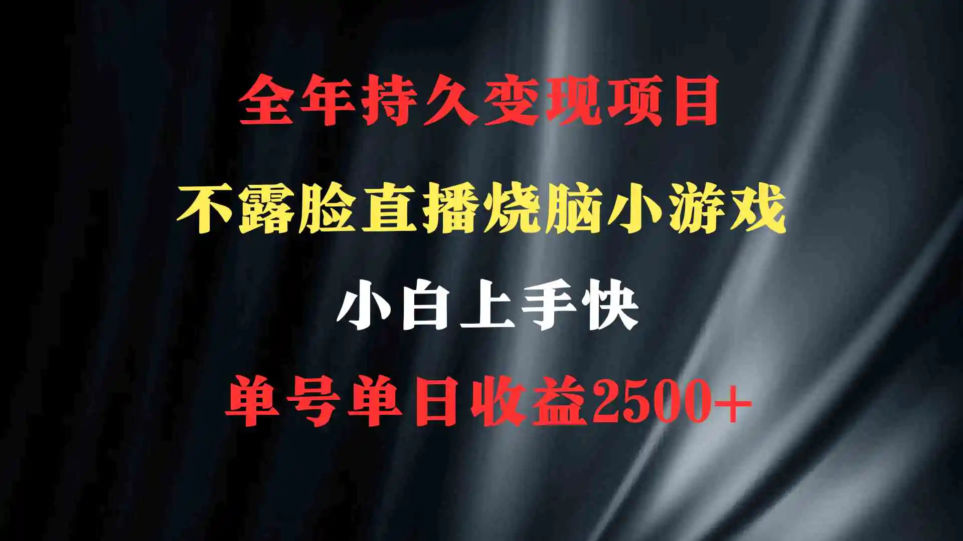 （9168期）2024年 最优项目，烧脑小游戏不露脸直播  小白上手快 无门槛 一天收益2500+-韬哥副业项目资源网