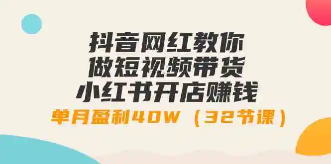 （9135期）抖音网红教你做短视频带货+小红书开店赚钱，单月盈利40W（32节课）-韬哥副业项目资源网