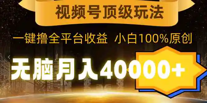 （9281期）视频号顶级玩法，无脑月入40000+，一键撸全平台收益，纯小白也能100%原创-韬哥副业项目资源网