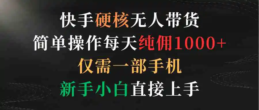 （9475期）快手硬核无人带货，简单操作每天纯佣1000+,仅需一部手机，新手小白直接上手-韬哥副业项目资源网