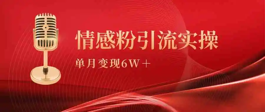 （9473期）单月变现6w+，情感粉引流变现实操课-韬哥副业项目资源网