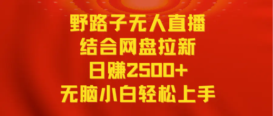 （9025期）无人直播野路子结合网盘拉新，日赚2500+多平台变现，小白无脑轻松上手操作-韬哥副业项目资源网