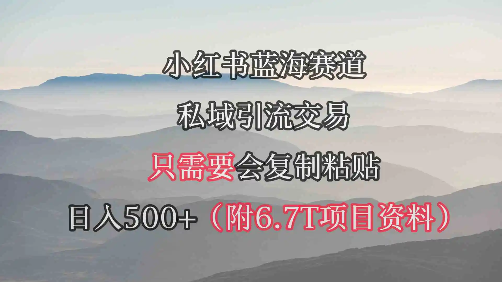 （9487期）小红书短剧赛道，私域引流交易，会复制粘贴，日入500+（附6.7T短剧资源）-韬哥副业项目资源网