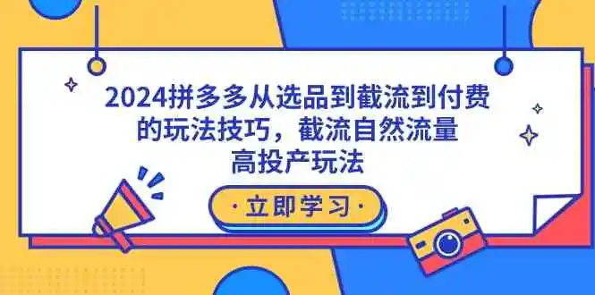 （9037期）2024拼多多从选品到截流到付费的玩法技巧，截流自然流量玩法，高投产玩法-韬哥副业项目资源网