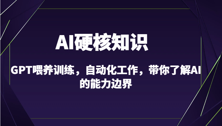 AI硬核知识-GPT喂养训练，自动化工作，带你了解AI的能力边界（10节课）-韬哥副业项目资源网