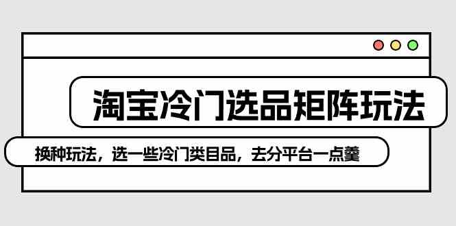 （10159期）淘宝冷门选品矩阵玩法：换种玩法，选一些冷门类目品，去分平台一点羹-韬哥副业项目资源网