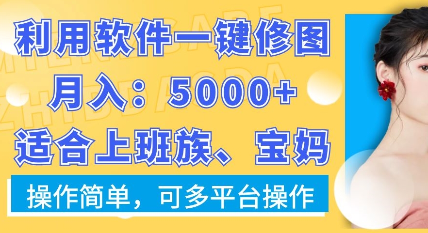 利用软件一键修图月入5000+，适合上班族、宝妈，操作简单，可多平台操作【揭秘】-韬哥副业项目资源网