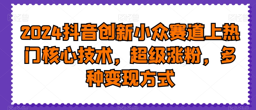 2024抖音创新小众赛道上热门核心技术，超级涨粉，多种变现方式【揭秘】-韬哥副业项目资源网