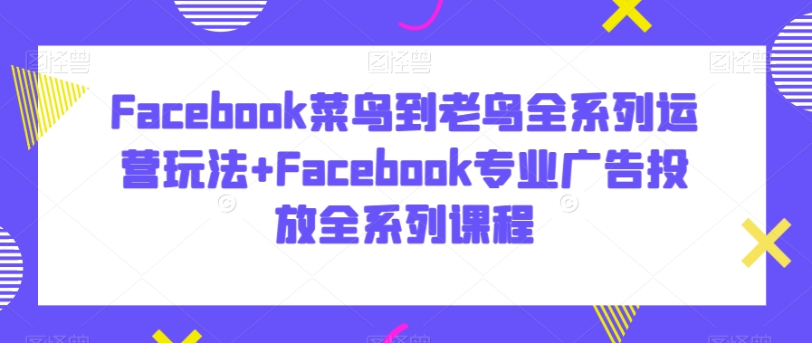 Facebook菜鸟到老鸟全系列运营玩法+Facebook专业广告投放全系列课程-韬哥副业项目资源网