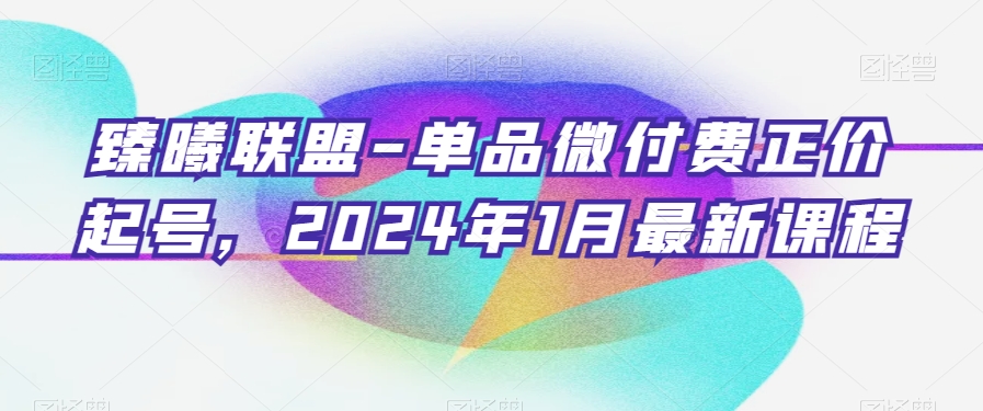 臻曦联盟-单品微付费正价起号，2024年1月最新课程-韬哥副业项目资源网