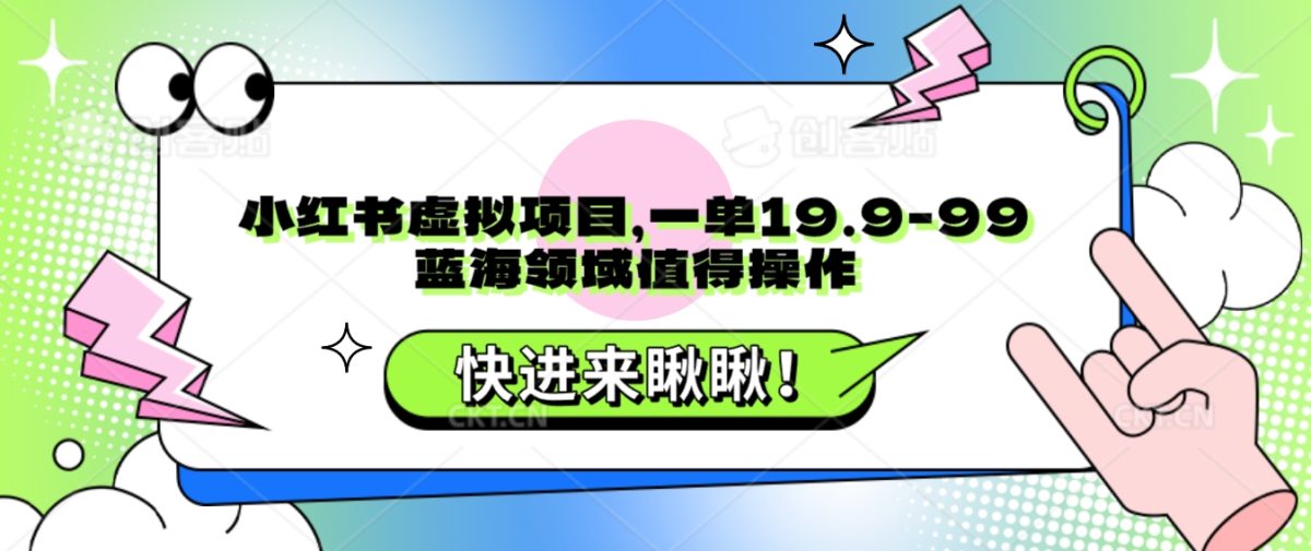 小红书虚拟项目，一单19.9-99，蓝海领域值得操作-韬哥副业项目资源网