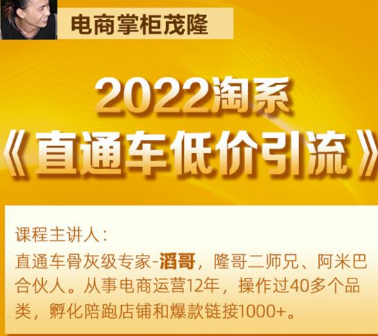 茂隆2022直通车低价引流玩法，教大家如何低投入高回报的直通车玩法-韬哥副业项目资源网