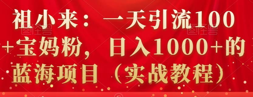 祖小来：一天引流100+宝妈粉，日入1000+的蓝海项目（实战教程）-韬哥副业项目资源网