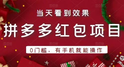 引流哥拼多多红包项目第1期：0门槛，有手机就能操作，当天就能看到效果-韬哥副业项目资源网