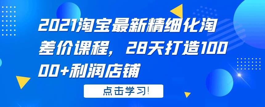 2021淘宝最新精细化淘差价课程，28天打造10000+利润店铺-韬哥副业项目资源网