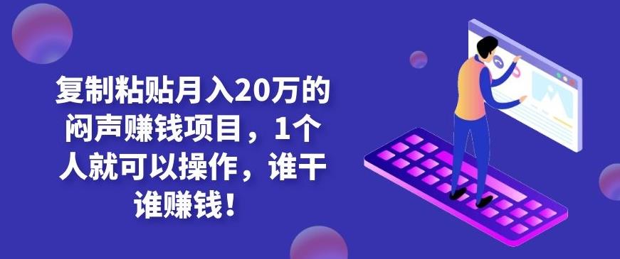 复制粘贴月入20万的闷声赚钱项目，1个人就可以操作，谁干谁赚钱！-韬哥副业项目资源网