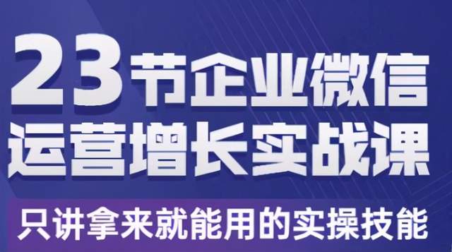 23节企业微信运营增长实战课，只讲拿来就能用的实操技能-韬哥副业项目资源网