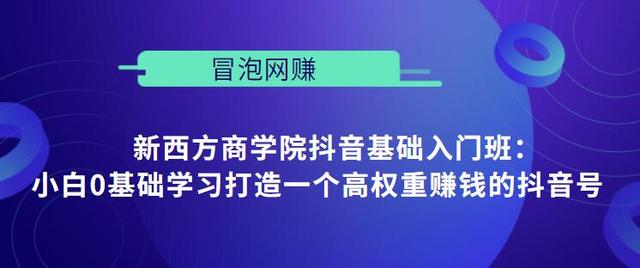 新西方商学院抖音基础入门班：小白0基础学习打造一个高权重赚钱的抖音号-韬哥副业项目资源网