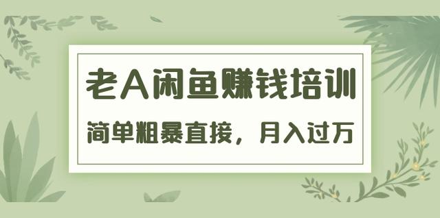 老A《闲鱼赚钱培训》简单粗暴直接，月入过万真正的闲鱼战术实课（51节课）-韬哥副业项目资源网