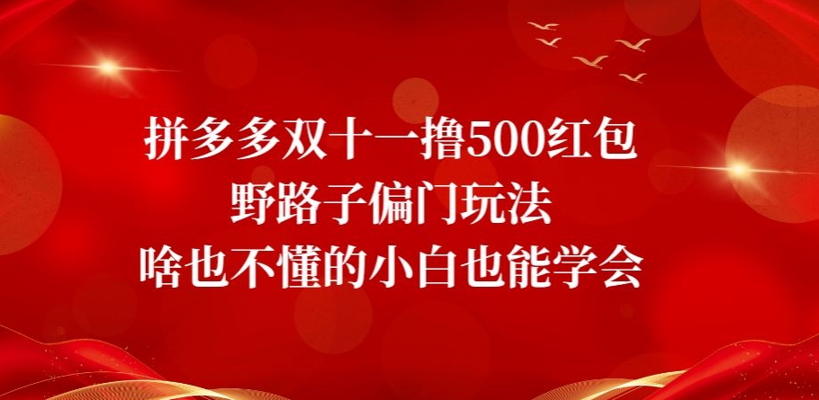 拼多多双十一撸500红包野路子偏门玩法，啥也不懂的小白也能学会【揭秘】-韬哥副业项目资源网