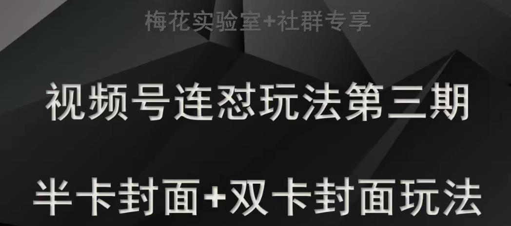 梅花实验室社群专享视频号连怼玩法半卡封面+双卡封面技术-韬哥副业项目资源网