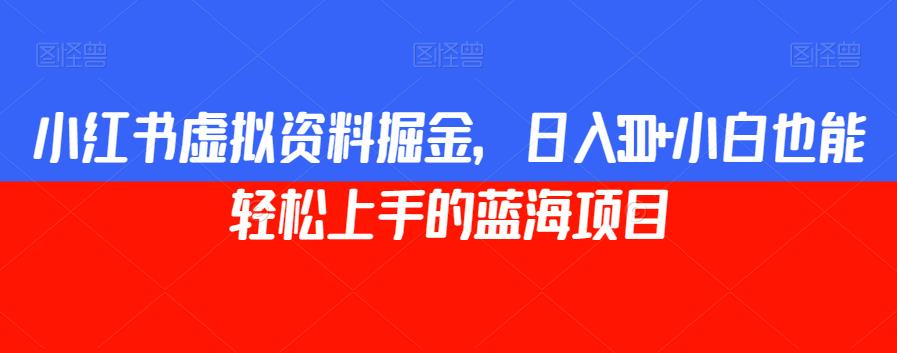 小红书虚拟资料掘金，日入300+小白也能轻松上手的蓝海项目【揭秘】-韬哥副业项目资源网