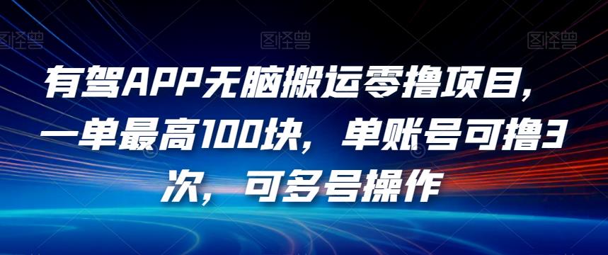 有驾APP无脑搬运零撸项目，一单最高100块，单账号可撸3次，可多号操作【揭秘】-韬哥副业项目资源网