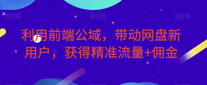 利用前端公域，带动网盘新用户，获得精准流量+佣金（揭秘）-韬哥副业项目资源网