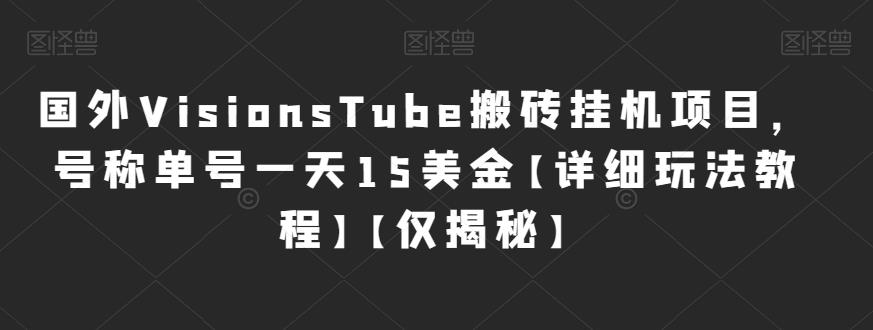 国外VisionsTube搬砖挂机项目，号称单号一天15美金【详细玩法教程】【仅揭秘】-韬哥副业项目资源网