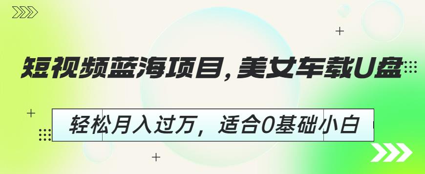 短视频蓝海项目，美女车载U盘，轻松月入过万，适合0基础小白【揭秘】-韬哥副业项目资源网