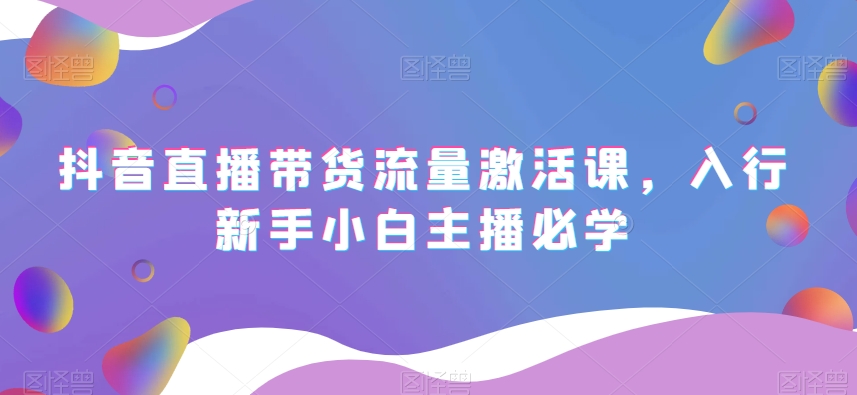 抖音直播带货流量激活课，入行新手小白主播必学-韬哥副业项目资源网