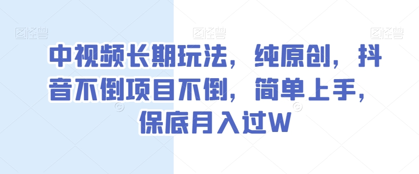 中视频长期玩法，纯原创，抖音不倒项目不倒，简单上手，保底月入过W【揭秘】-韬哥副业项目资源网