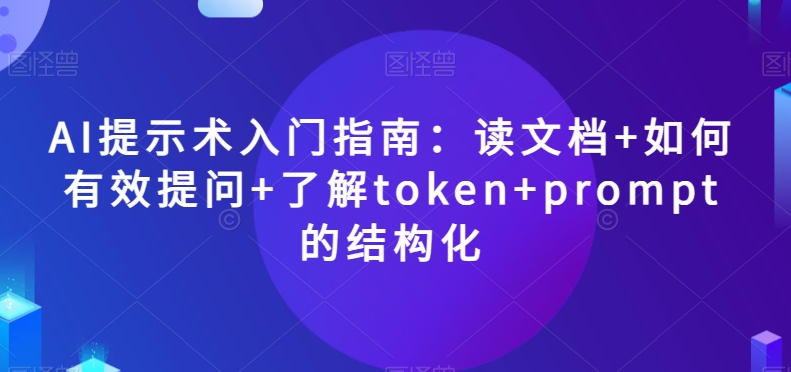 AI提示术入门指南：读文档+如何有效提问+了解token+prompt的结构化【揭秘】-韬哥副业项目资源网