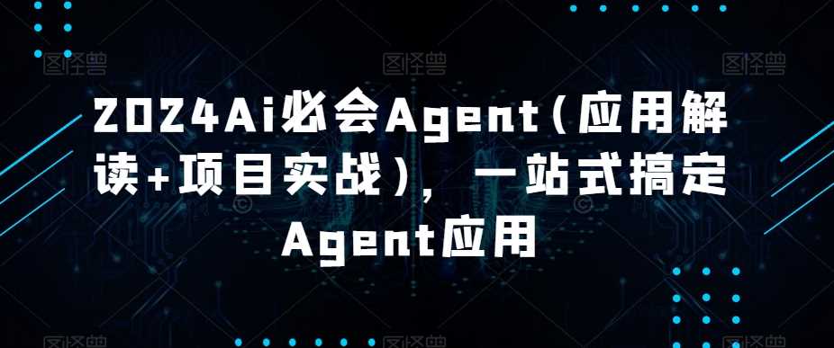 2024Ai必会Agent(应用解读+项目实战)，一站式搞定Agent应用-韬哥副业项目资源网